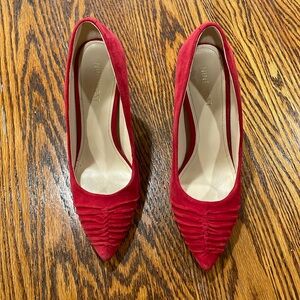 NINE WEST Beautiful Womens Red Suede High Heel Pumps 7M